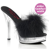 5 Inch Heel MAJESTY-501F-8 Black Fur Clear